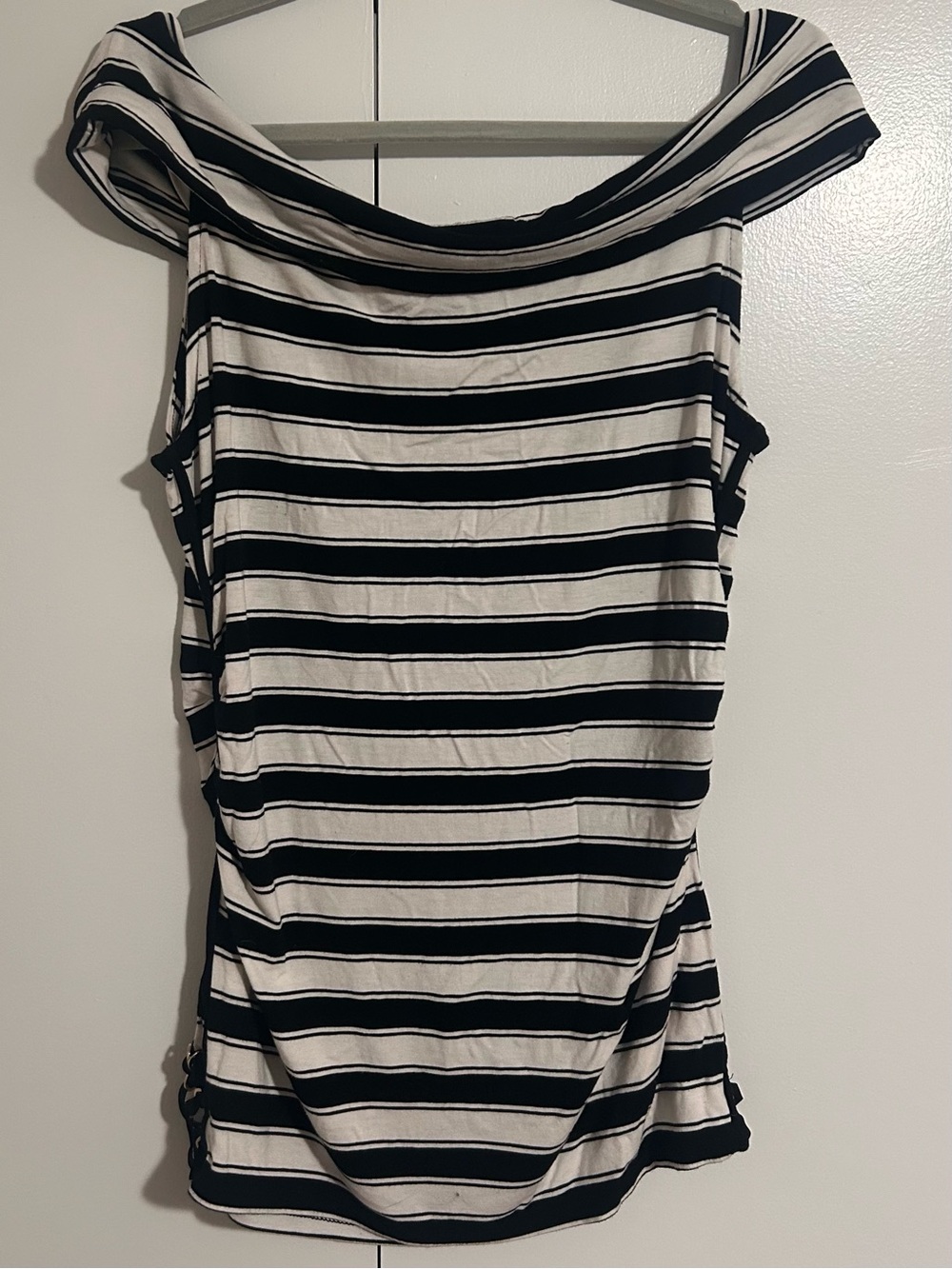 White House Black Market Striped Off-Shoulder Top
